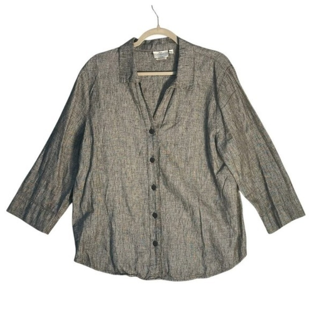 HOT COTTON by Marc Ware Vintage Button-Up Shirt XL 3/4 Sleeve Linen Made in USA